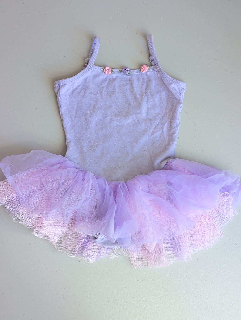 Girls Lavender Ballet TuTu with Pink Rose Trim